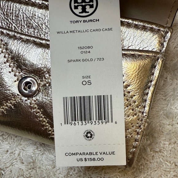 NWT Tory Burch Willa Metallic Gold Quilted Card Case - Picture 12 of 12